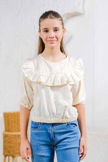 Ivory Ruffle Blouse