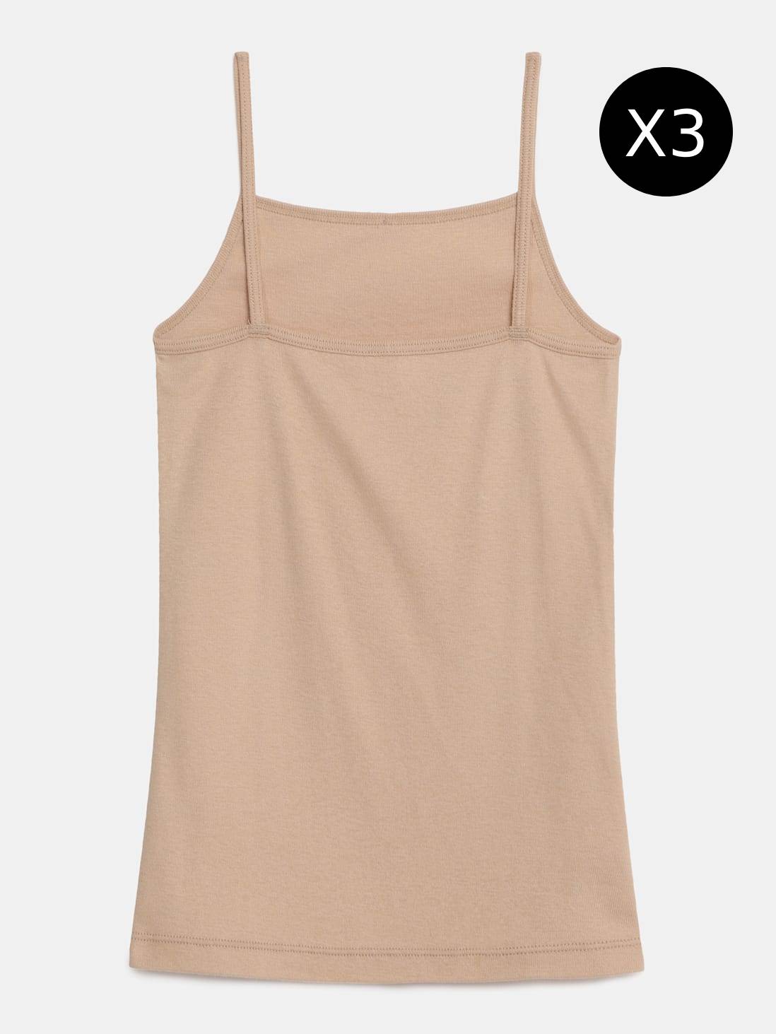 Pack of 3 Girls Pack Solid Camisole Bralette (Skin)