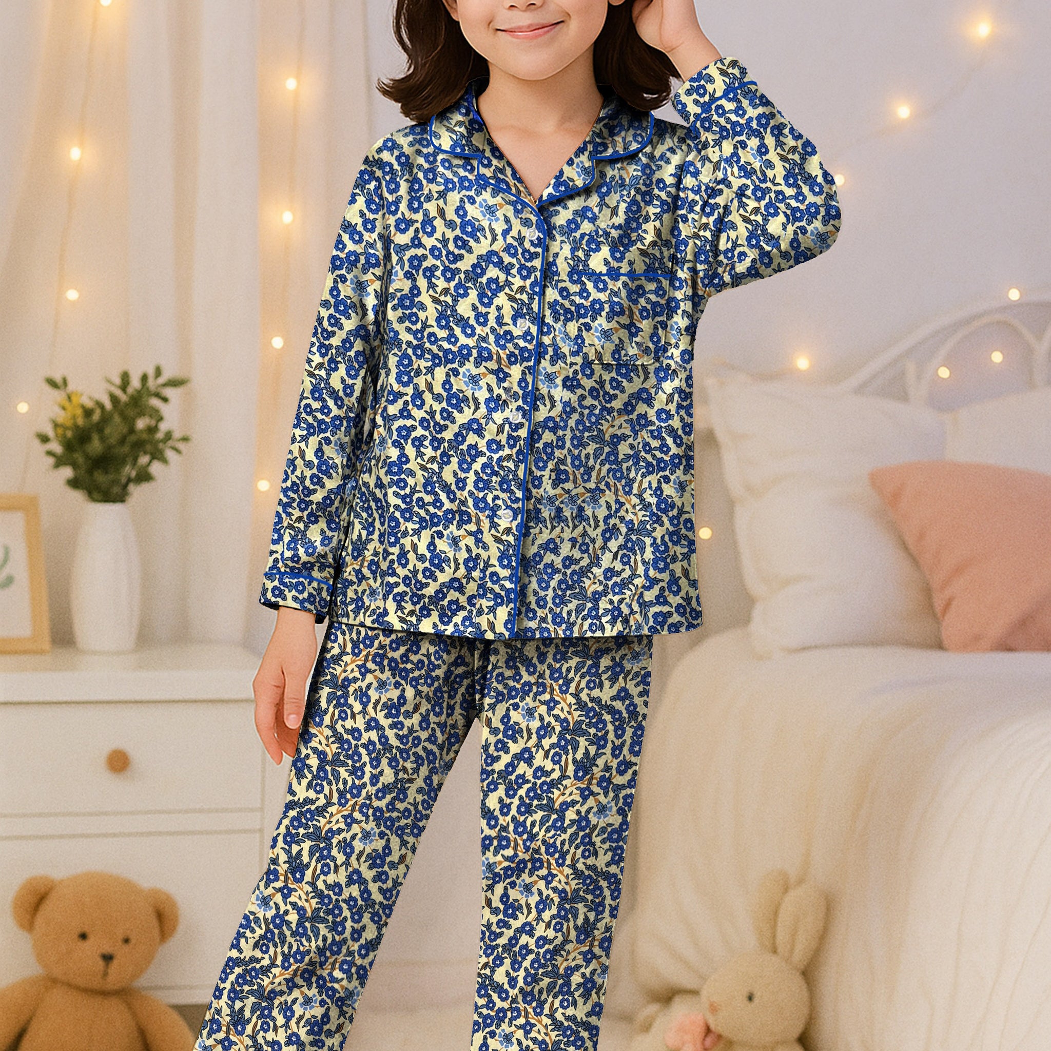 Navy Bloom - Night Suit - 2pcs