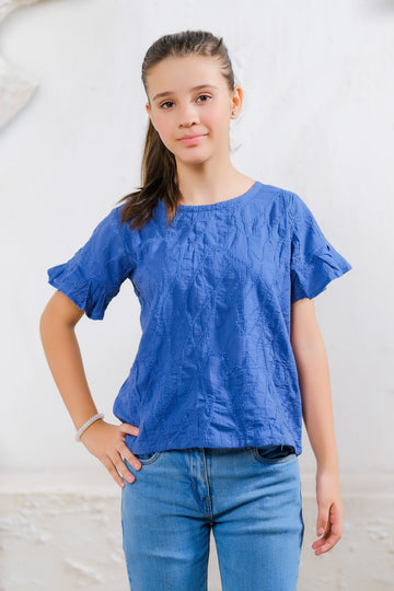 Navy Blue Diamond Textured Top