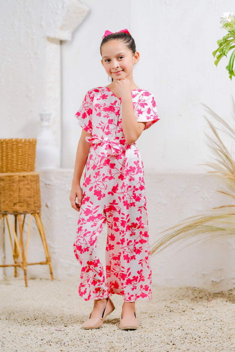 Kids 1 pc ready to wear - Scarlet Paisley Jumpsuit