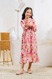 Pink Rose Garden - Lawn Silk - tunics-kids - Sprinkles Pakistan