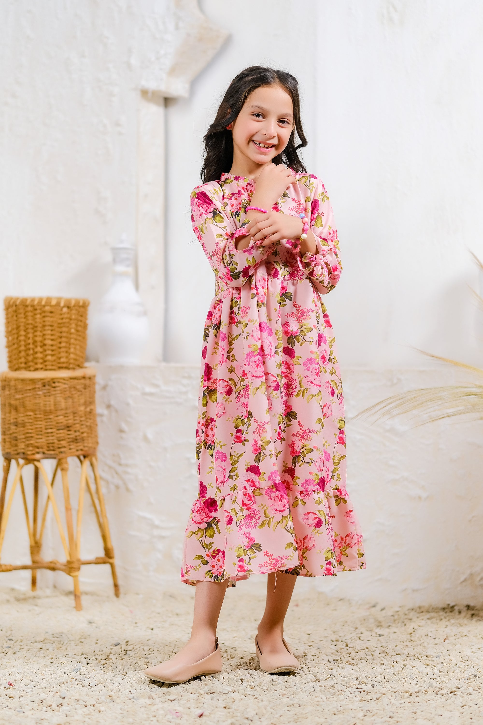 Pink Rose Garden - Lawn Silk - tunics-kids - Sprinkles Pakistan
