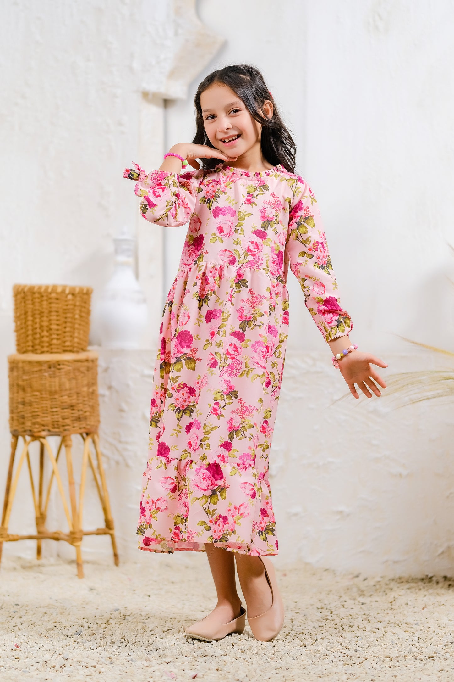 Pink Rose Garden - Lawn Silk - tunics-kids - Sprinkles Pakistan