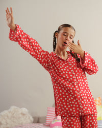 Red Eclipse - 2pcs - Nightsuit - Boski Linen - New Arrival, Night Suit - Sprinkles Pakistan