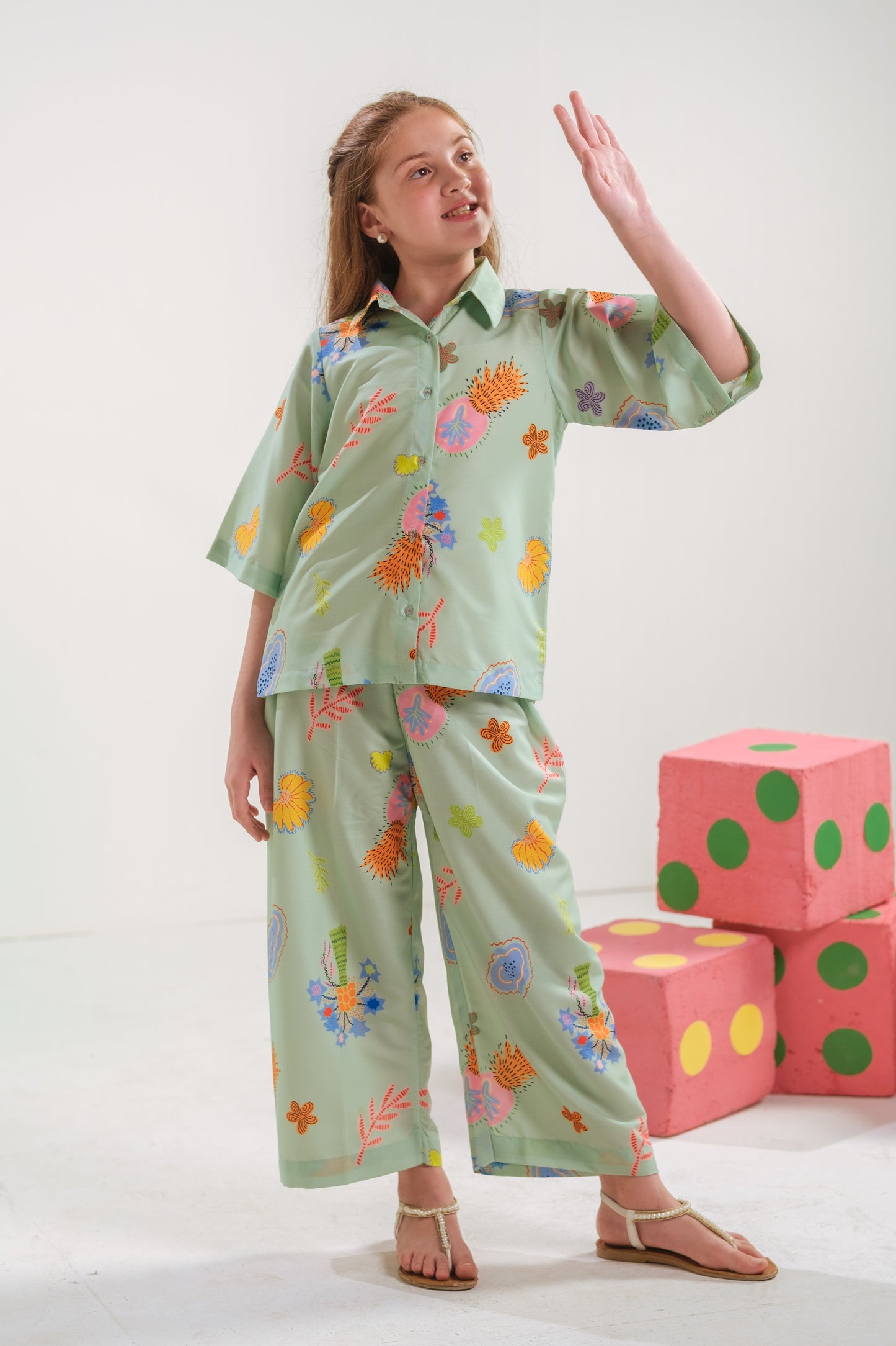 Mint Bloom - 2pcs - Poly Cambric - 2pcs-ready-to-wear, Fusion - Sprinkles Pakistan