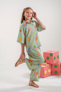 Mint Bloom - 2pcs - Poly Cambric - 2pcs-ready-to-wear, Fusion - Sprinkles Pakistan