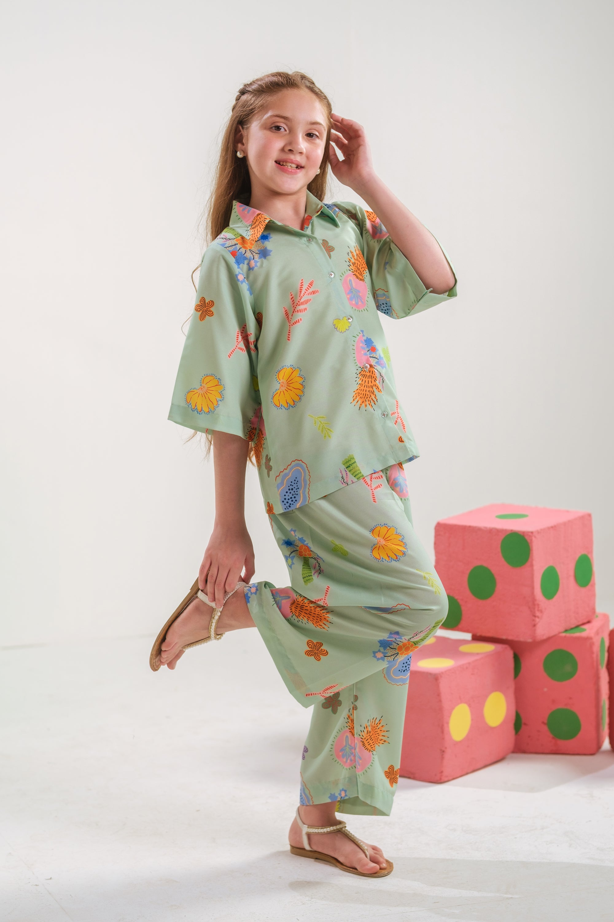 Mint Bloom - 2pcs - Poly Cambric - 2pcs-ready-to-wear, Fusion - Sprinkles Pakistan