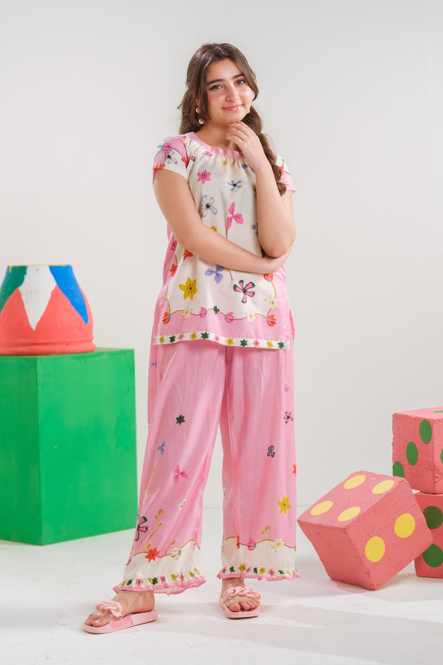 Petite Petal - 2pcs - Poly Cambric - 2pcs-ready-to-wear, Fusion - Sprinkles Pakistan