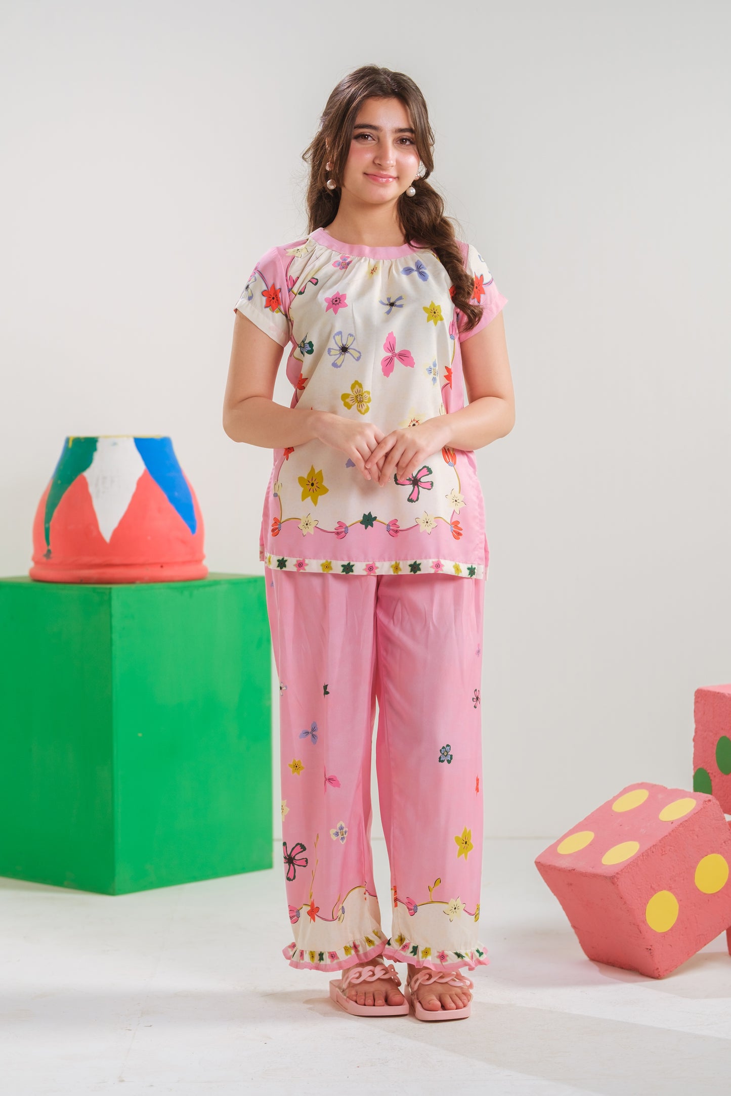 Petite Petal - 2pcs - Poly Cambric - 2pcs-ready-to-wear, Fusion - Sprinkles Pakistan