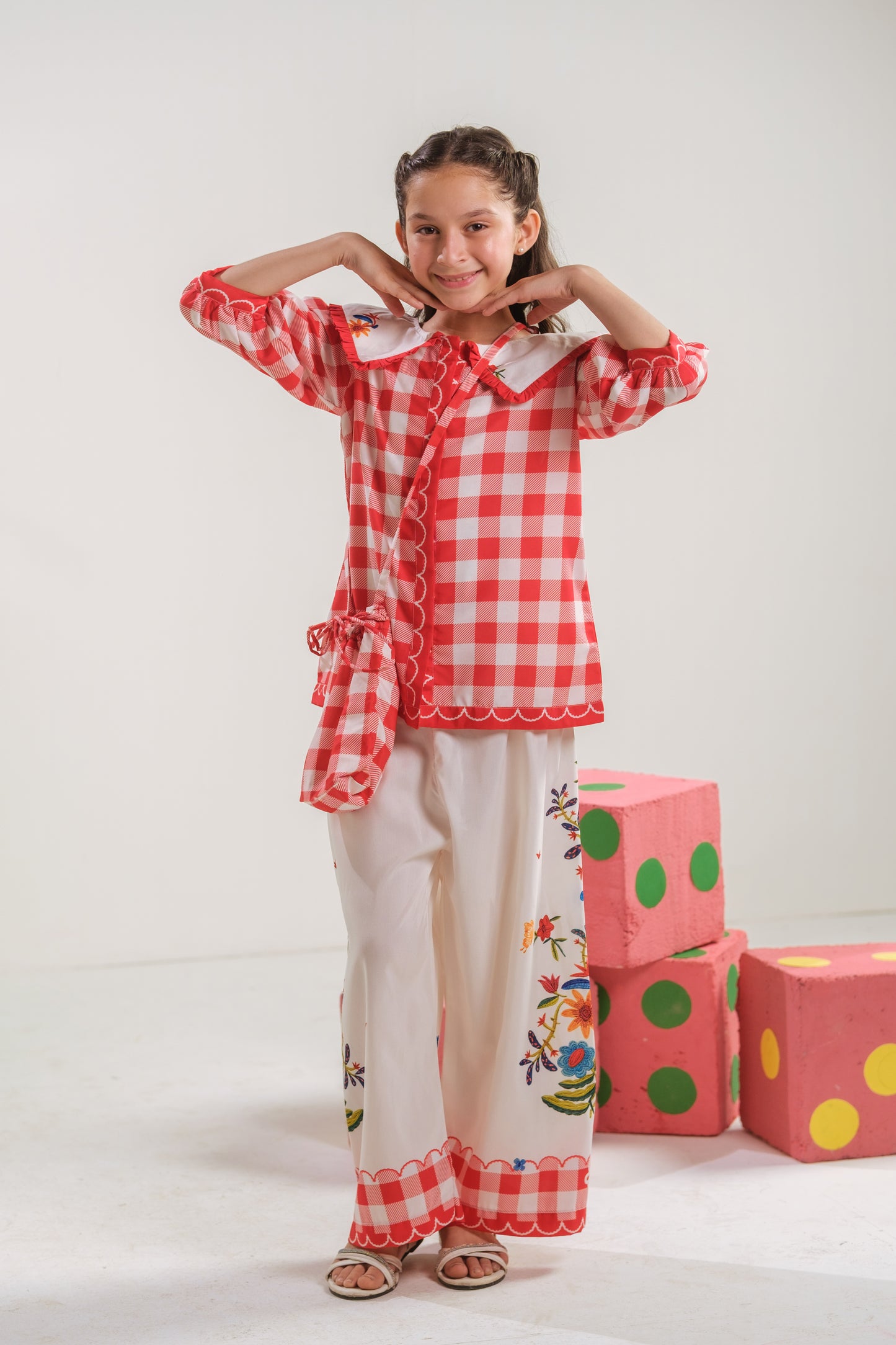 Vivd Gingham - 2pcs - Poly Cambric - 2pcs-ready-to-wear, Fusion - Sprinkles Pakistan