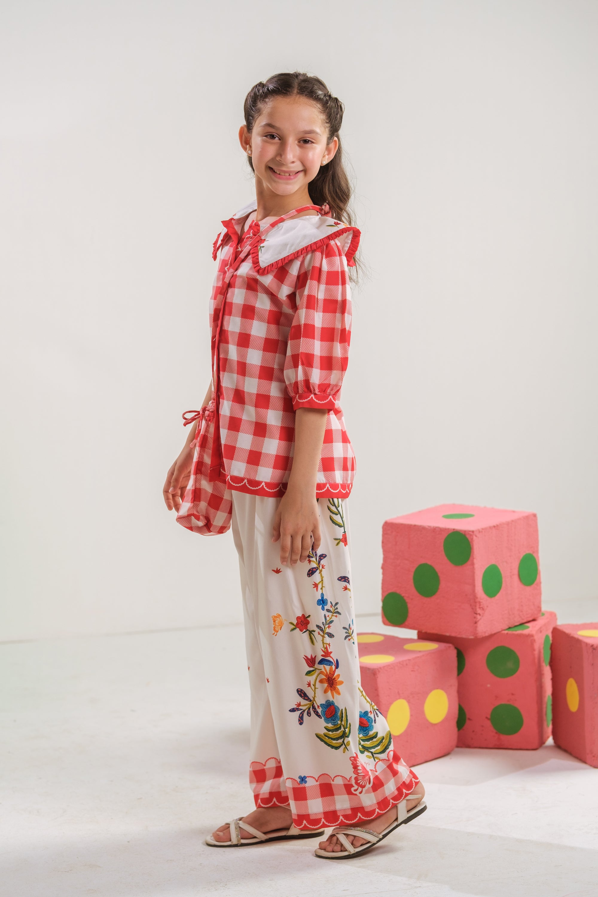 Vivd Gingham - 2pcs - Poly Cambric - 2pcs-ready-to-wear, Fusion - Sprinkles Pakistan