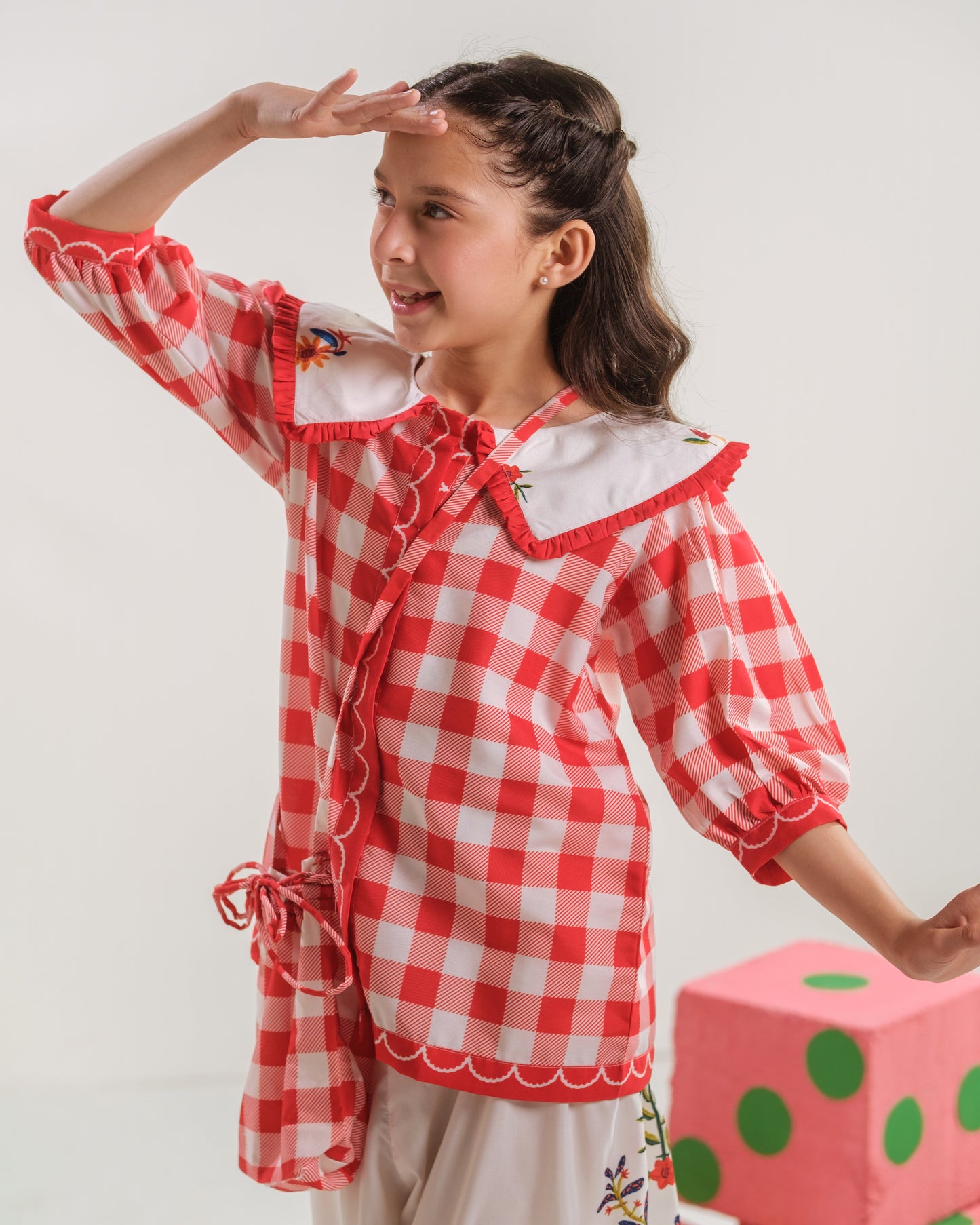 Vivd Gingham - 2pcs - Poly Cambric - 2pcs-ready-to-wear, Fusion - Sprinkles Pakistan