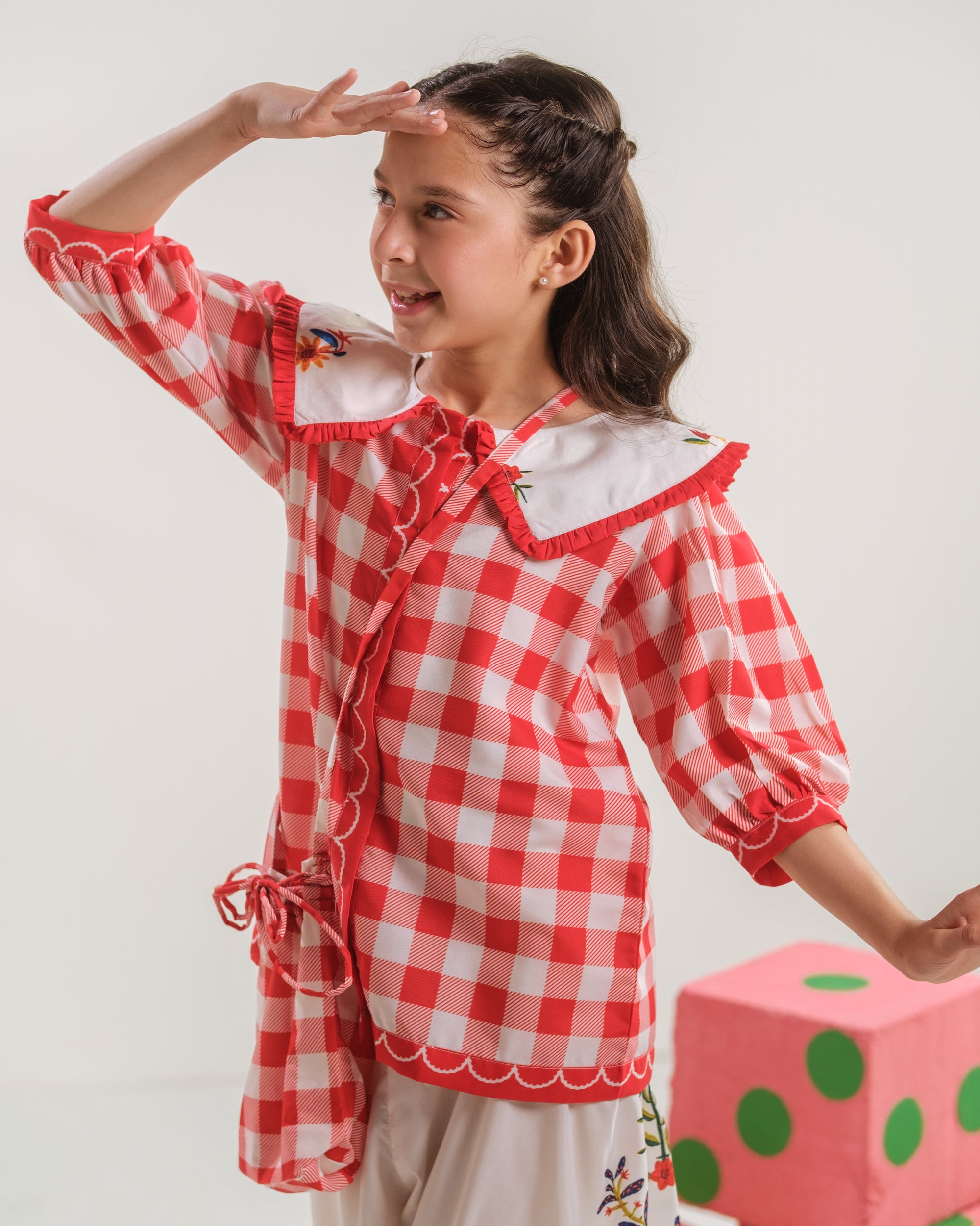 Vivd Gingham - 2pcs - Poly Cambric - 2pcs-ready-to-wear, Fusion - Sprinkles Pakistan