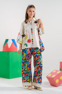 Celestial Doodle - 2pcs - Poly Cambric - 2pcs-ready-to-wear, Fusion - Sprinkles Pakistan
