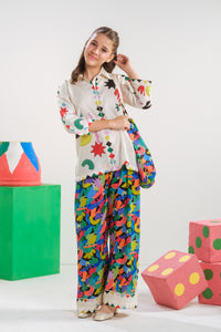 Celestial Doodle - 2pcs - Poly Cambric - 2pcs-ready-to-wear, Fusion - Sprinkles Pakistan