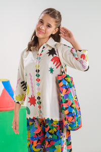 Celestial Doodle - 2pcs - Poly Cambric - 2pcs-ready-to-wear, Fusion - Sprinkles Pakistan