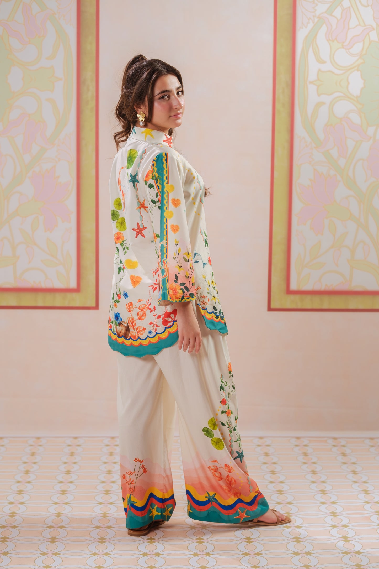 Coral Reverie - 2pcs - Poly Cambric - 2pcs-ready-to-wear, Fusion - Sprinkles Pakistan