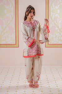 Tangerine Sketch - 2pcs - Poly Cambric - 2pcs-ready-to-wear, Fusion - Sprinkles Pakistan