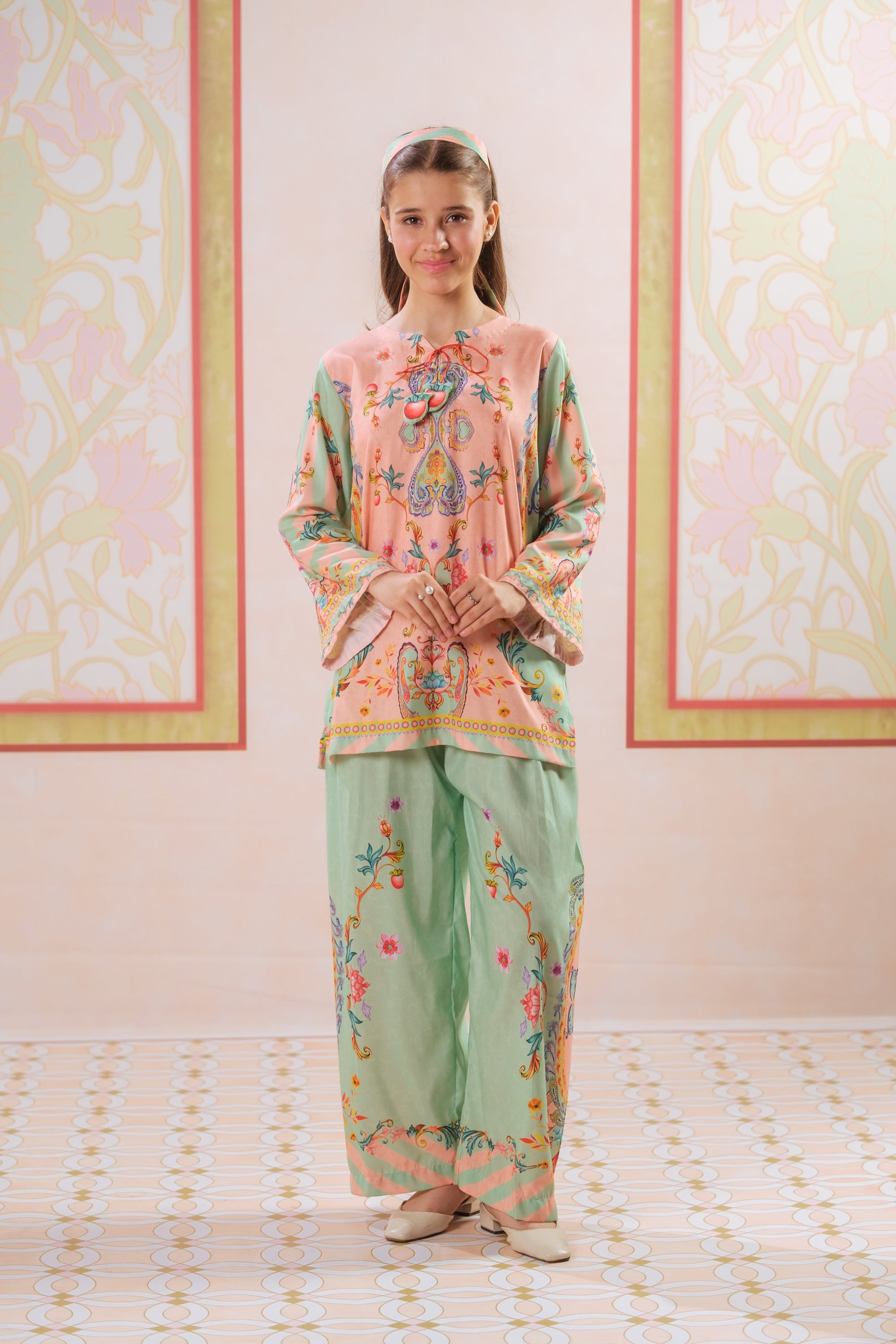 Vibrant Fusion - 2pcs - Poly Cambric - 2pcs-ready-to-wear, Fusion - Sprinkles Pakistan