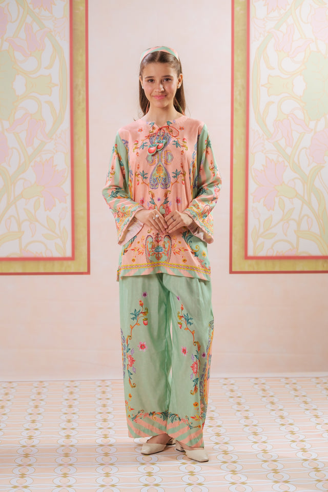 Vibrant Fusion - 2pcs - Poly Cambric - 2pcs-ready-to-wear, Fusion - Sprinkles Pakistan