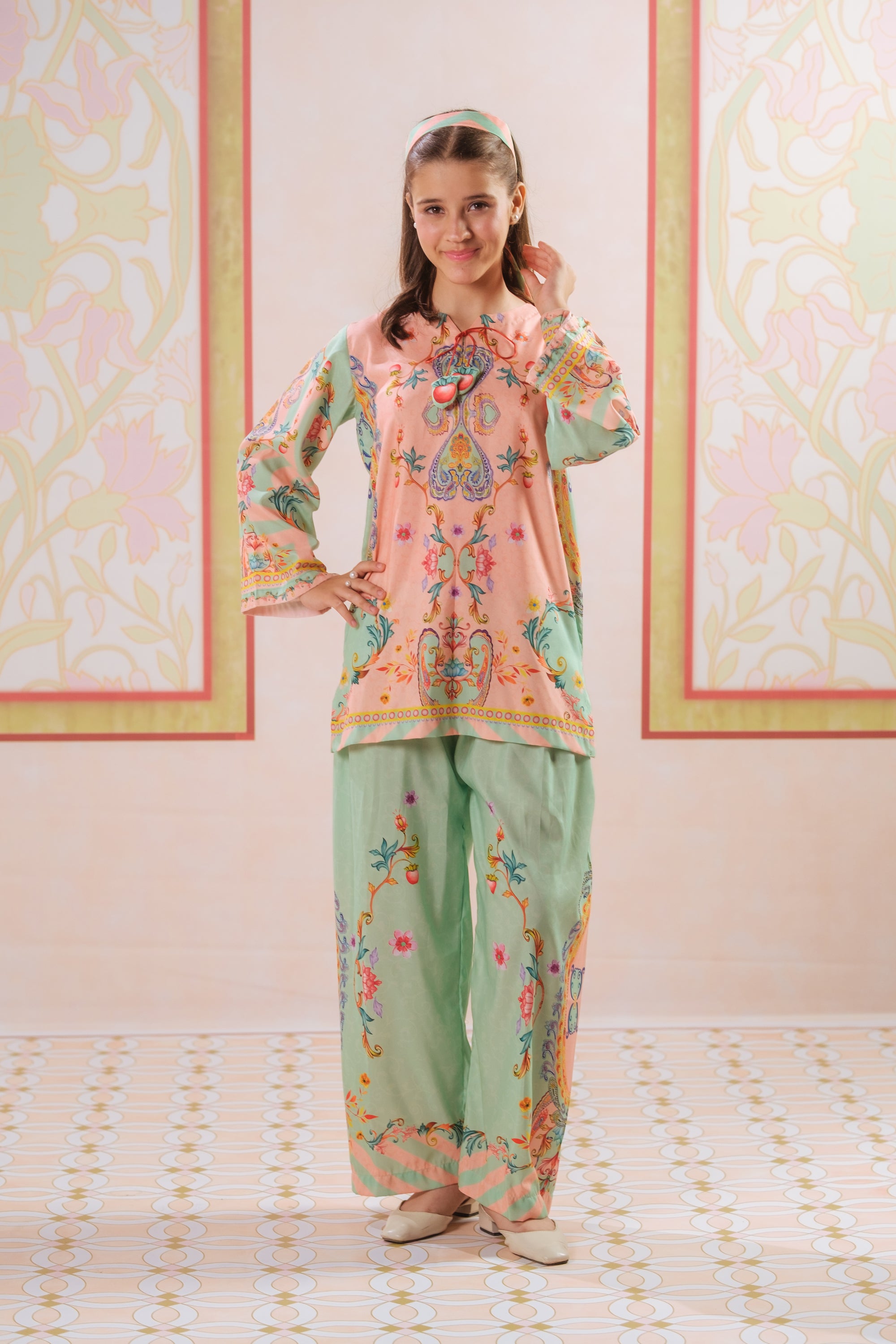 Vibrant Fusion - 2pcs - Poly Cambric - 2pcs-ready-to-wear, Fusion - Sprinkles Pakistan