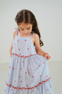 Berry Stripe Dress - 1pc - Poly Cambric - Sprinkles Pakistan