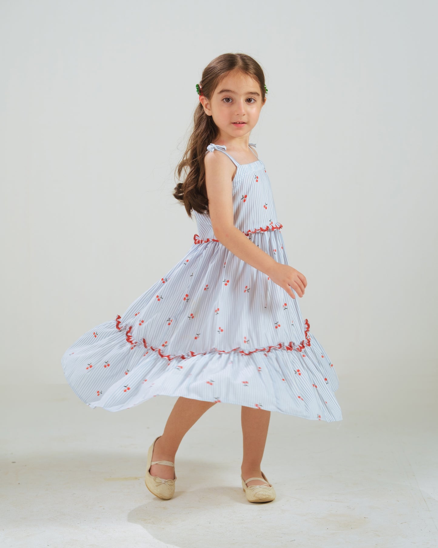 Berry Stripe Dress - 1pc - Poly Cambric - Sprinkles Pakistan