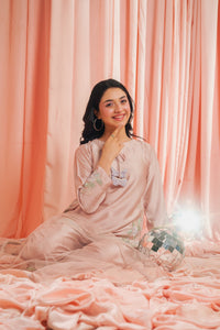 Peach Blossom - 3pcs - Co-ord Set - Korean Silk - Festive - Sprinkles Pakistan