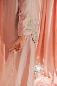 Peach Blossom - 3pcs - Co-ord Set - Korean Silk - Festive - Sprinkles Pakistan