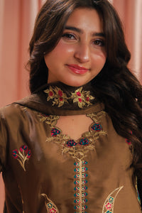 Earthy Glow - 3pcs - Sharara - Korean Silk - Festive - Sprinkles Pakistan