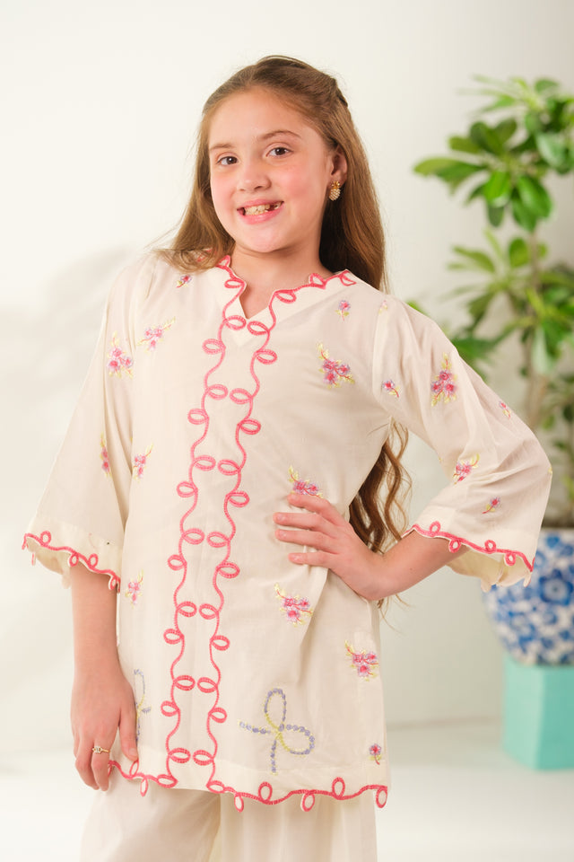 Cream Essence - 2pcs - Embroidered - Cotton - 2pcs-ready-to-wear, ETHNIC - Sprinkles Pakistan