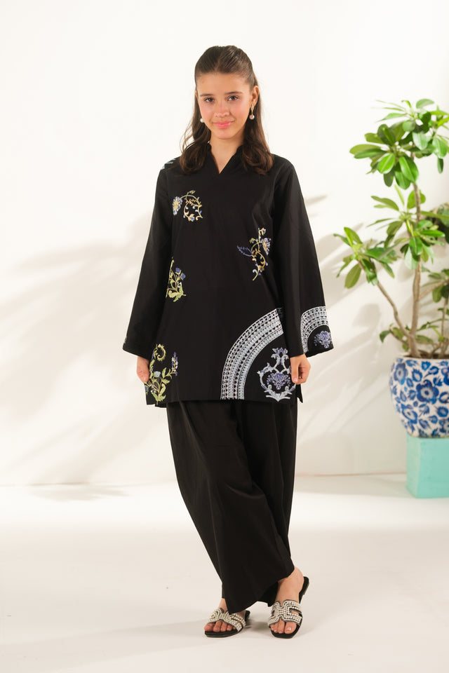 Noir Garden - 2pcs - Embroidered - Cotton - 2pcs-ready-to-wear, ETHNIC - Sprinkles Pakistan