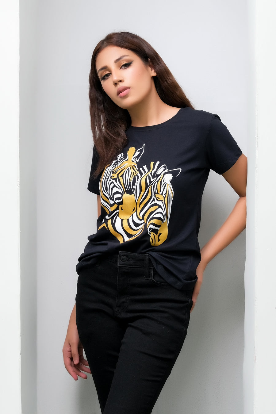 Glitter Zebra Print Tee - Cotton - Tee_clearance,grand-sale, t-shirts, kids-clearance - Sprinkles Pakistan
