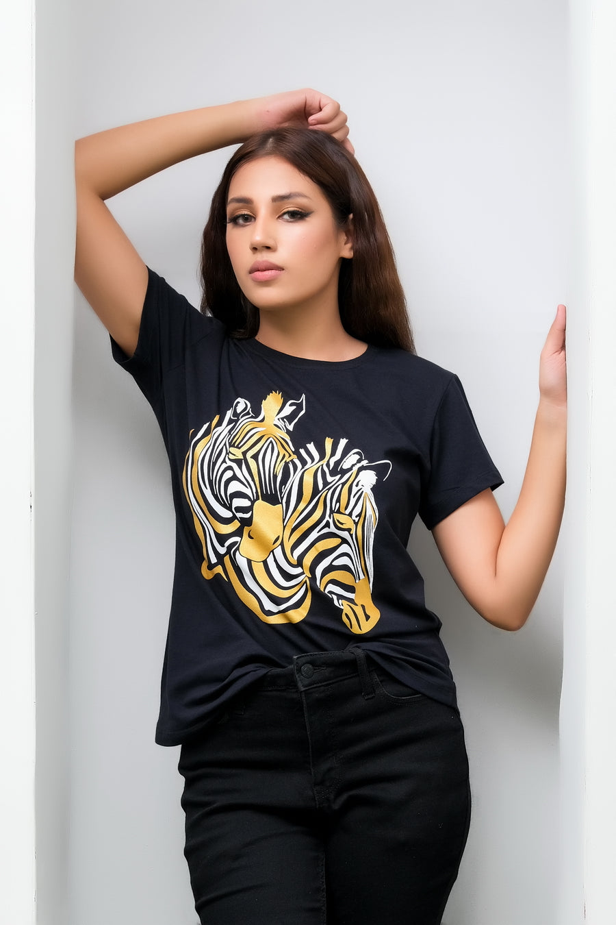Glitter Zebra Print Tee - Cotton - Tee_clearance,grand-sale, t-shirts, kids-clearance - Sprinkles Pakistan