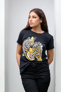 Glitter Zebra Print Tee - Cotton - Tee_clearance,grand-sale, t-shirts, kids-clearance - Sprinkles Pakistan