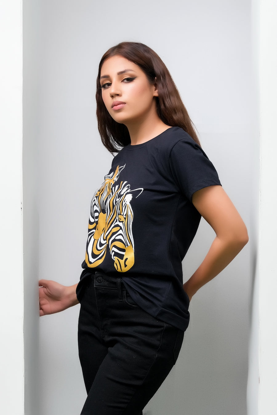 Glitter Zebra Print Tee - Cotton - Tee_clearance,grand-sale, t-shirts, kids-clearance - Sprinkles Pakistan