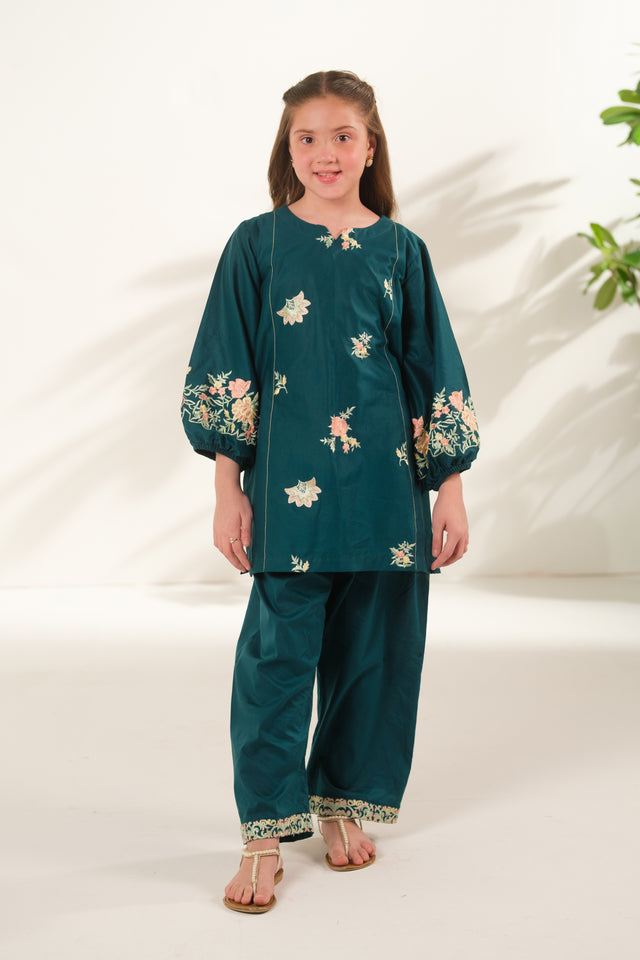 Teal Horizon - 2pcs - Embroidered - Cotton - 2pcs-ready-to-wear, ETHNIC - Sprinkles Pakistan