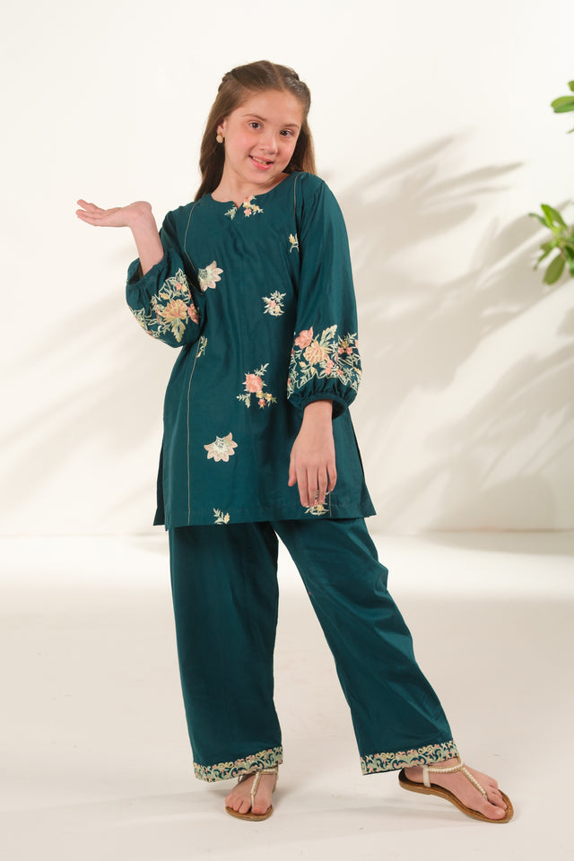 Teal Horizon - 2pcs - Embroidered - Cotton - 2pcs-ready-to-wear, ETHNIC - Sprinkles Pakistan