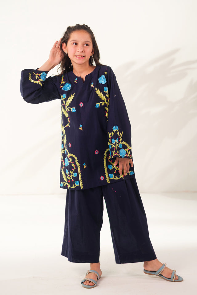 Cobalt Mosaic - 2pcs - Embroidered - Cotton - 2pcs-ready-to-wear, ETHNIC - Sprinkles Pakistan