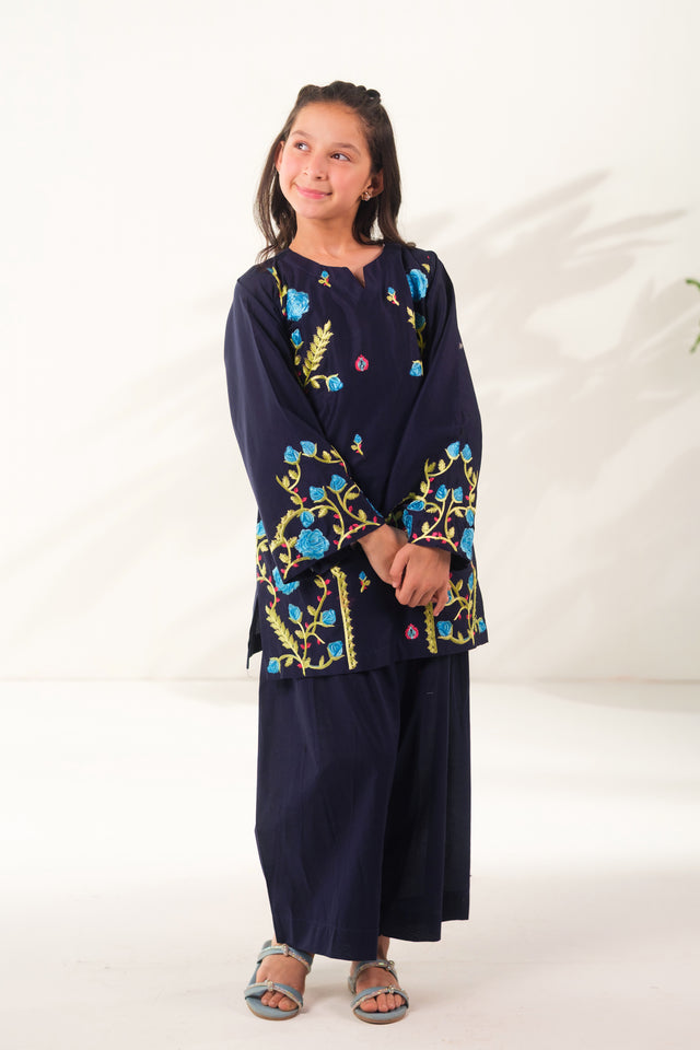 Cobalt Mosaic - 2pcs - Embroidered - Cotton - 2pcs-ready-to-wear, ETHNIC - Sprinkles Pakistan