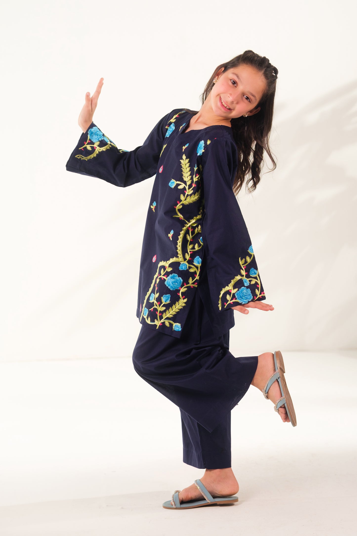 Cobalt Mosaic - 2pcs - Embroidered - Cotton - 2pcs-ready-to-wear, ETHNIC - Sprinkles Pakistan