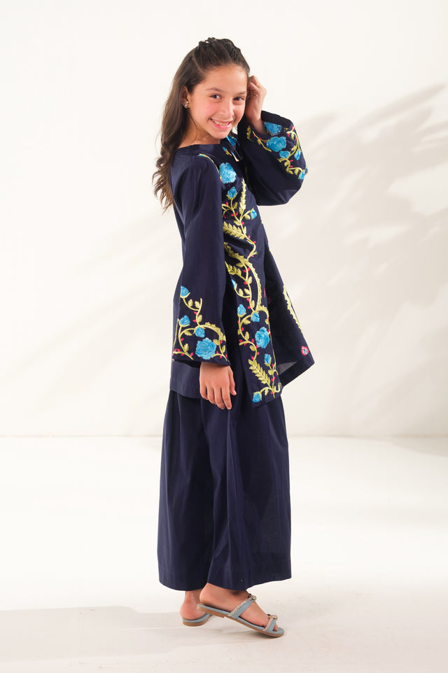 Cobalt Mosaic - 2pcs - Embroidered - Cotton - 2pcs-ready-to-wear, ETHNIC - Sprinkles Pakistan