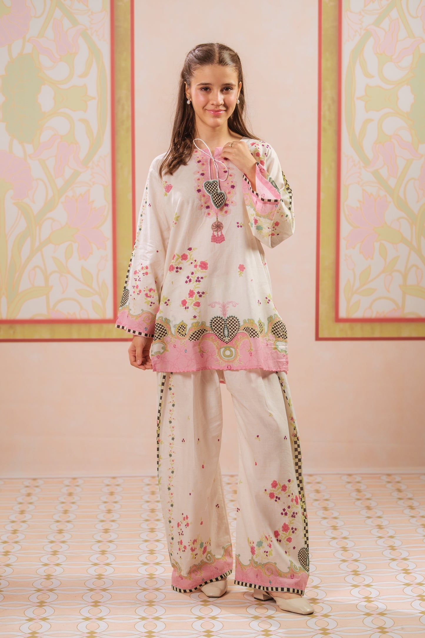Saffron Veil - 2pcs - Cotton - 2pcs-ready-to-wear, ETHNIC - Sprinkles Pakistan