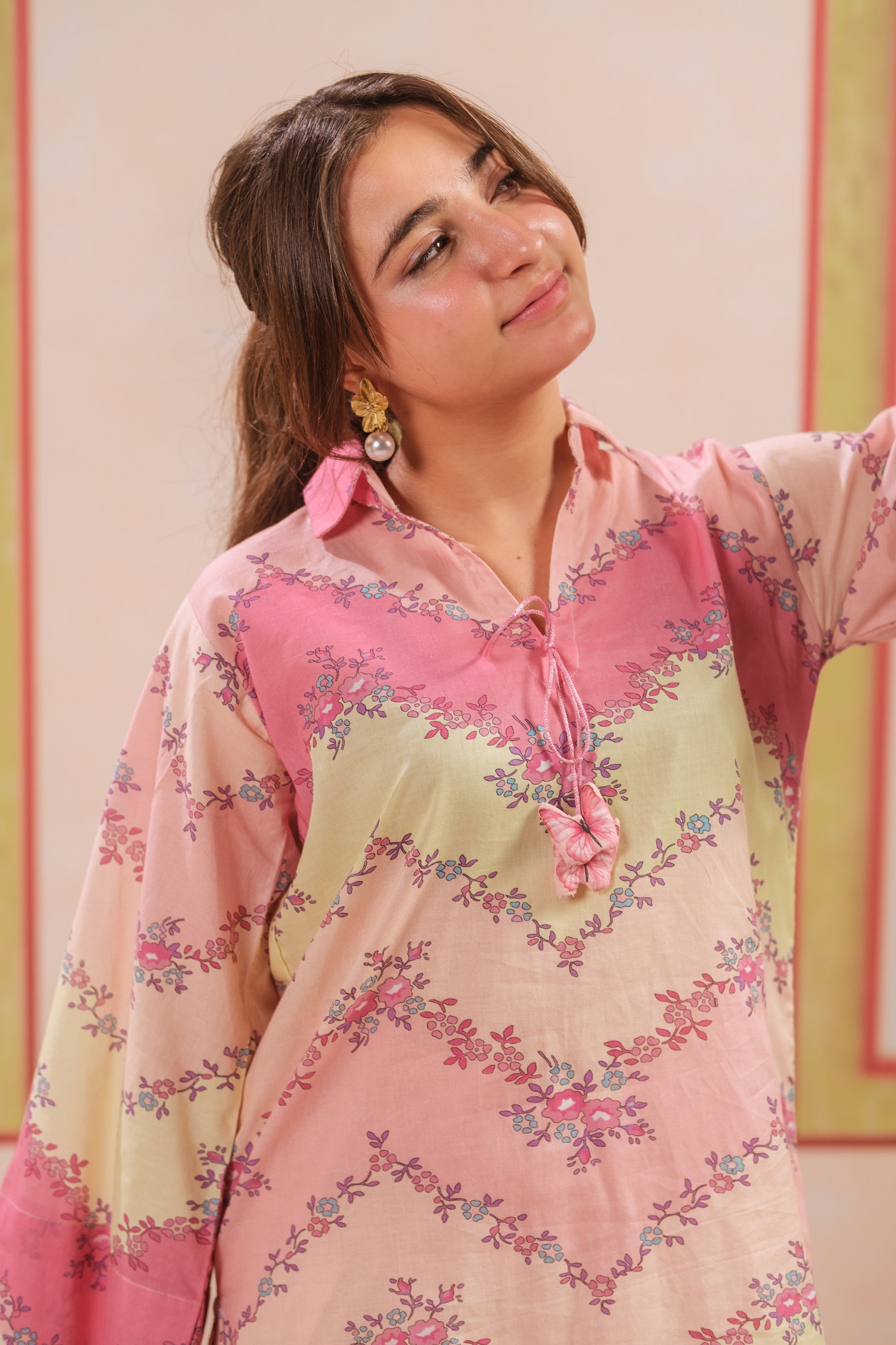 Butterfly Drift - 2pcs - Cotton - 2pcs-ready-to-wear, ETHNIC - Sprinkles Pakistan