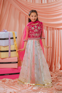 Pink Stardust Lehenga - 3pcs - Sequence Embroidered Net - Festive - Sprinkles Pakistan