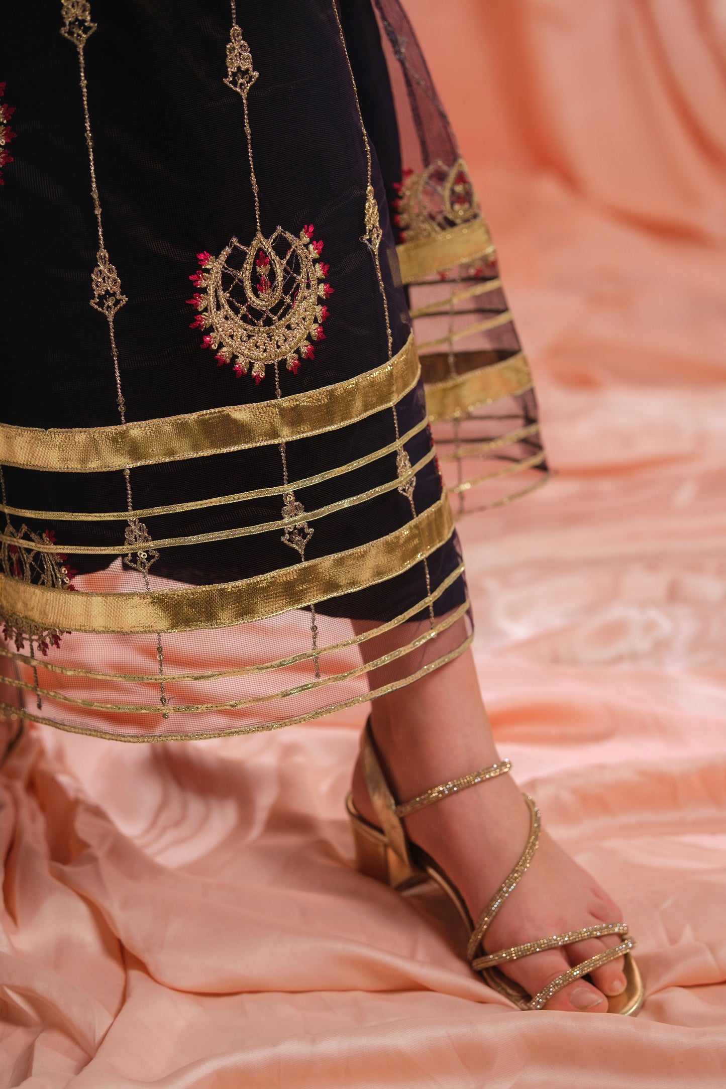 Royal Ember - 3pcs - Sequence Embroidered Net - Festive - Sprinkles Pakistan