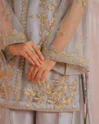 Golden Mist - 3pcs - Sequence Embroidered Net - Festive - Sprinkles Pakistan