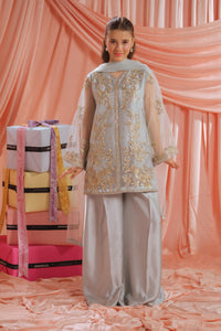 Golden Mist - 3pcs - Sequence Embroidered Net - Festive - Sprinkles Pakistan