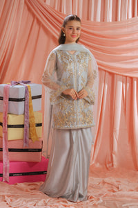 Golden Mist - 3pcs - Sequence Embroidered Net - Festive - Sprinkles Pakistan